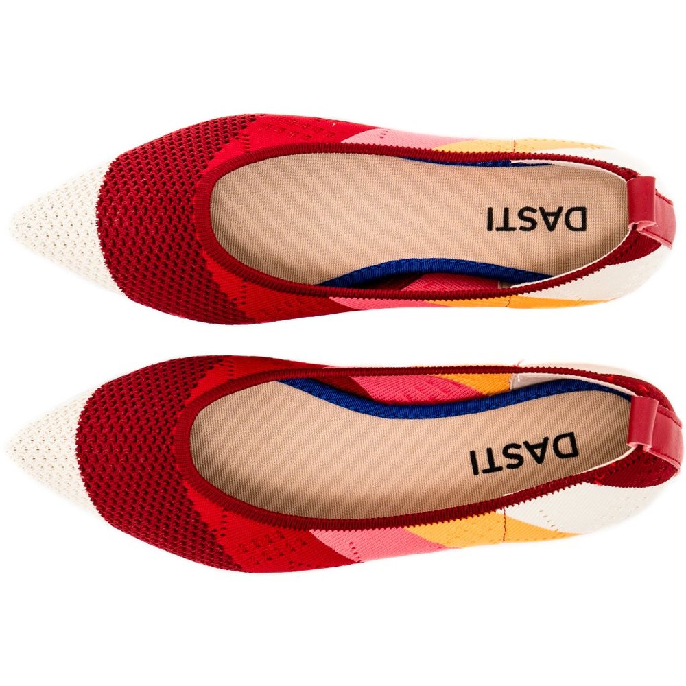 Knitted Pointed Toe Flats(Red Geo)
